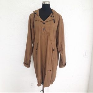 Vintage Trendy Brown Hooded Pullover Tunic Jacket Coat Size Large